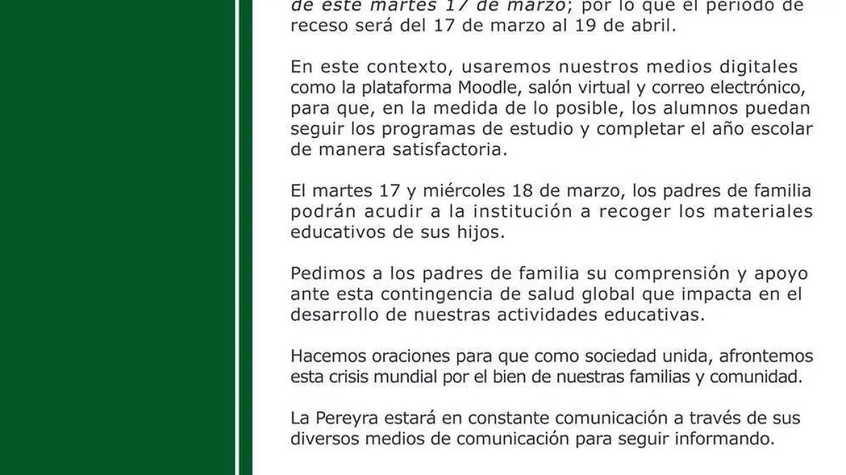 01 WEB Pereyra adelanta suspensión de clases